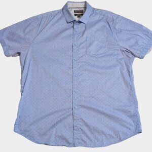Ike Behar Men's Short Sleeve Stretch Button Down Shirt sz L Blue Geometric EUC